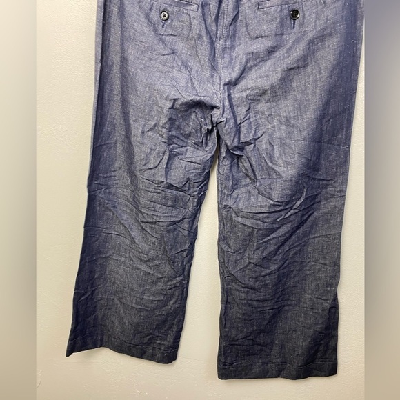 Express Design Studios Linen Blend Blue Wide Leg Trouser Summer Pants 10 Short - Picture 10 of 15